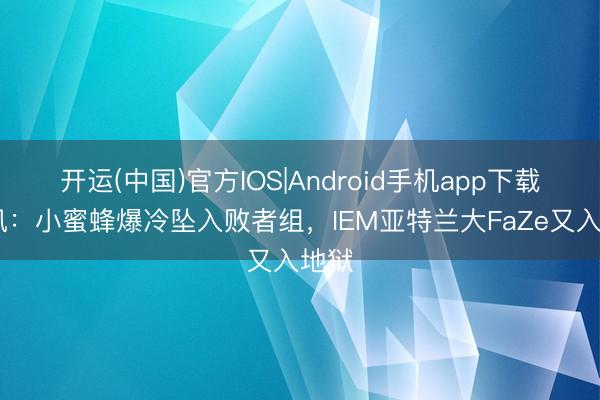 开运(中国)官方IOS|Android手机app下载 资讯：小蜜蜂爆冷坠入败者组，IEM亚特兰大FaZe又入地狱
