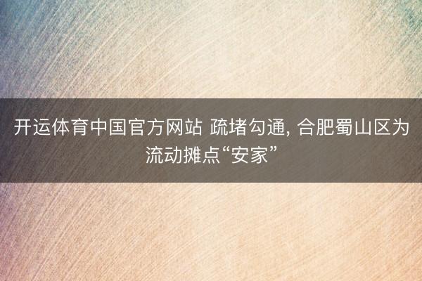 开运体育中国官方网站 疏堵勾通， 合肥蜀山区为流动摊点“安家”